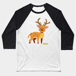 Cute Deer Eating Hay Baseball T-Shirt